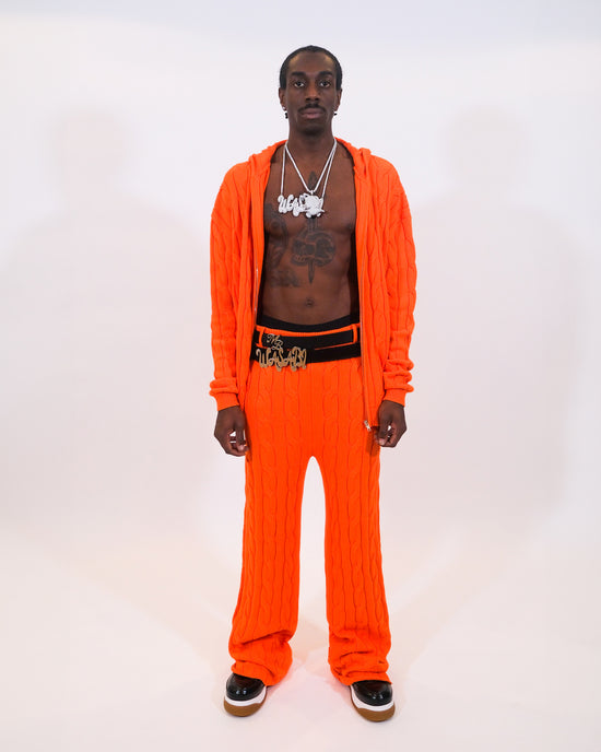 ORANGE CABLE KNIT TROUSERS