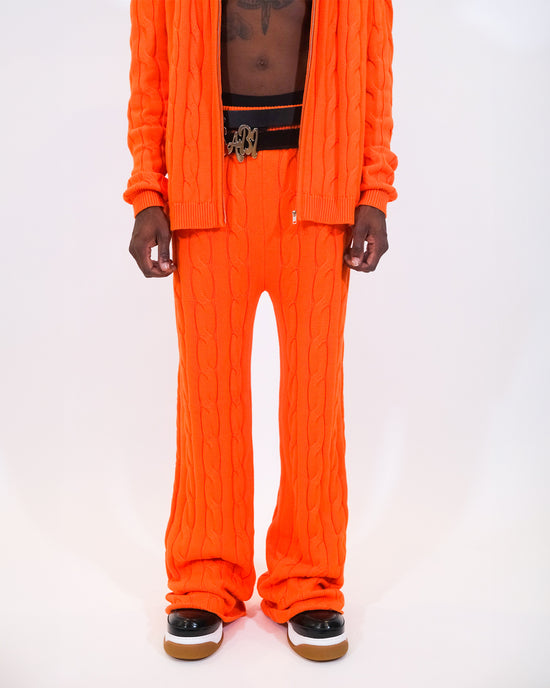 ORANGE CABLE KNIT TROUSERS